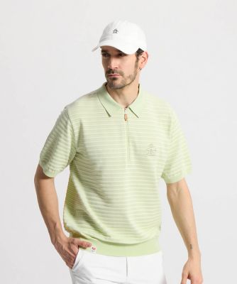 マンシングウェア MUNSINGWEAR 細線ボーダー半袖ニット