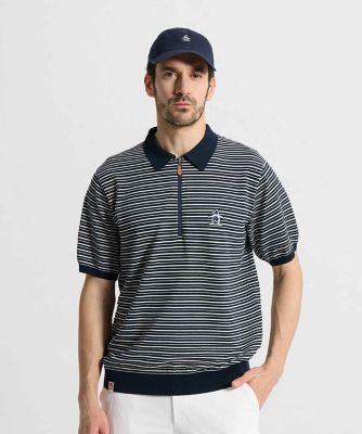 マンシングウェア MUNSINGWEAR 細線ボーダー半袖ニット