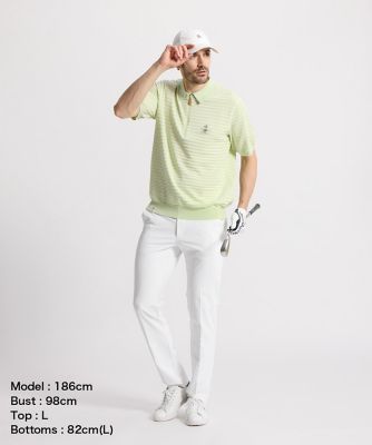 マンシングウェア MUNSINGWEAR 細線ボーダー半袖ニット