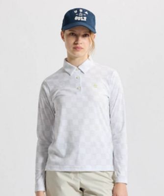 ＜Munsingwear＞マンシングウェア　ＭＵＮＳＩＮＧＷＥＡＲ　Ｓｕｎｓｃｒｅｅｎ　ＮＩＲ　総柄プリントテーラードスムース長袖ポロシャツ（ＭＧ６ＳＬＳ３１Ｌ）