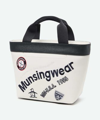 Munsingwear マンシングウェア バッグ 白×ネイビー ロゴ刺しゅう マンシングウェア MUNSINGWEAR カーブロゴカートバッグ