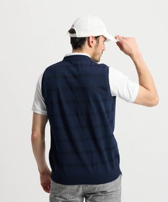 マンシングウェア MUNSINGWEAR 背面地柄ボーダーVネック