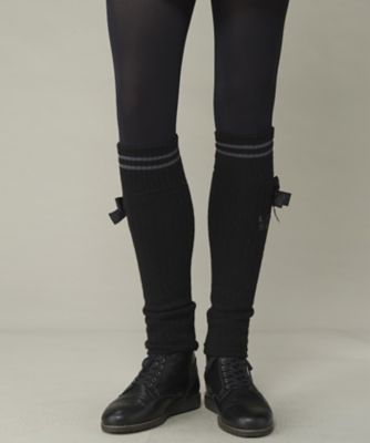 リボン付きリブ編みニットレッグウォーマー（VG4FAZ81L