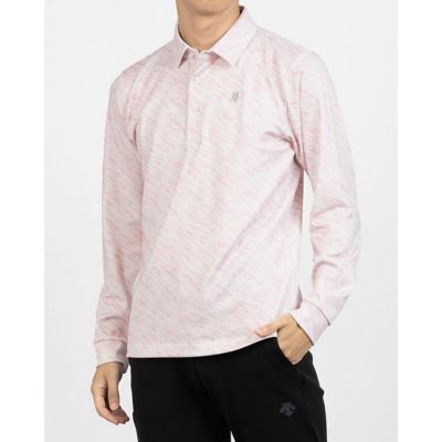 総柄プリント共衿シャツ【蓄熱保温／吸汗速乾／UV