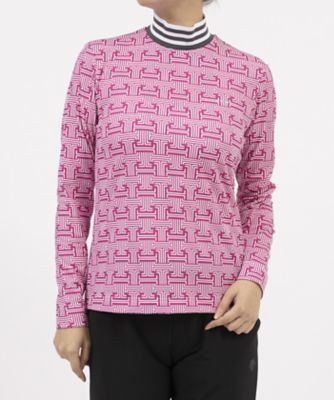 モノグラム柄プリント長袖シャツ【保温／UV／ストレッチ