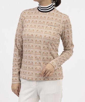 モノグラム柄プリント長袖シャツ【保温／UV／ストレッチ