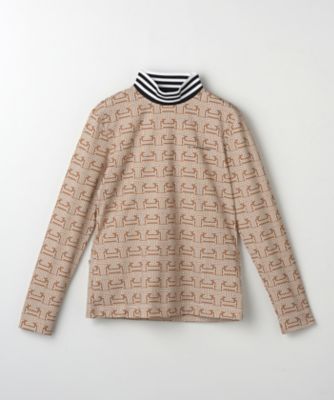 モノグラム柄プリント長袖シャツ【保温／UV／ストレッチ