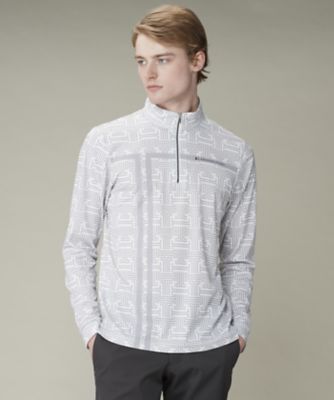 モノグラム柄ジップアップ長袖シャツ【保温／ストレッチ