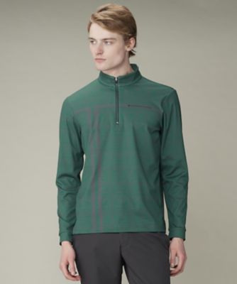 モノグラム柄ジップアップ長袖シャツ【保温／ストレッチ