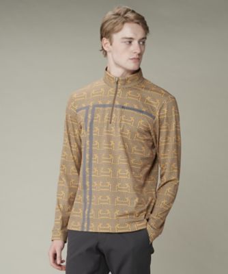 モノグラム柄ジップアップ長袖シャツ【保温／ストレッチ