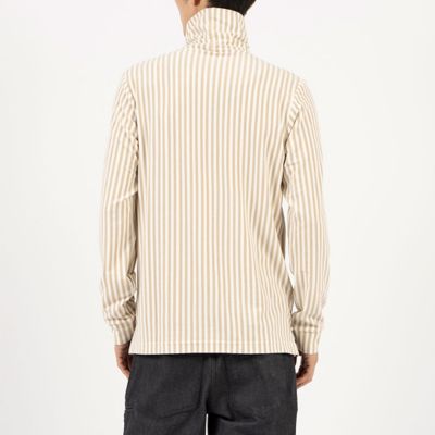 ストライプ柄タートルネック長袖シャツ【ストレッチ