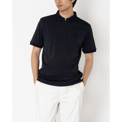 【未使用タグ付き】LANVIN SPORT ボタン付きポロシャツ 40 LANVIN SPORT ワッフル5分袖ポロシャツ【吸汗/ストレッチ/UV