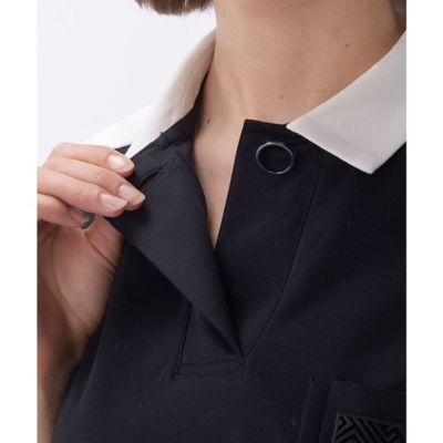 LANVIN ブロッキング半袖シャツ 黒・白 ランバン スポール LANVIN SPORT ブロッキング半袖シャツ