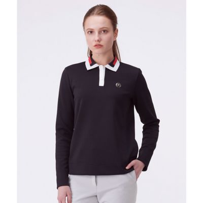 新品 LANVIN SPORT 長袖ポロシャツ 40 ゴルフ ブラック L ランバン スポール LANVIN SPORT カノコダンボール長袖