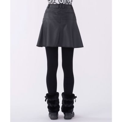 ✨Xmasセール【LANVIN SPORTS】冬用　フレア―ブラックスカート ランバン スポール LANVIN SPORT フェイクレザーフレア