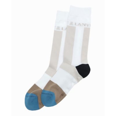 ＜LANVIN SPORT＞ランバン　スポール　ＬＡＮＶＩＮ　ＳＰＯＲＴ　レギュラー丈カラーブロックソックス【抗菌防臭】【返品不可商品】（ＶＧ５ＦＳＯ２３Ｍ）