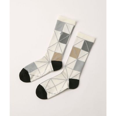＜LANVIN SPORT＞ランバン　スポール　ＬＡＮＶＩＮ　ＳＰＯＲＴ　レギュラー丈幾何学柄ソックス【抗菌防臭】【返品不可商品】（ＶＧ５ＦＳＯ２５Ｍ）