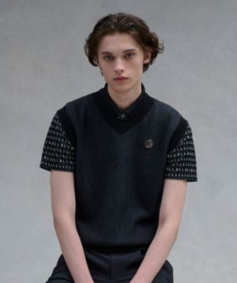 ＜LANVIN SPORT＞ランバン　スポール　ＬＡＮＶＩＮ　ＳＰＯＲＴ　シャンブレーニットベスト（ＶＧ５ＦＶＥ４１Ｍ）