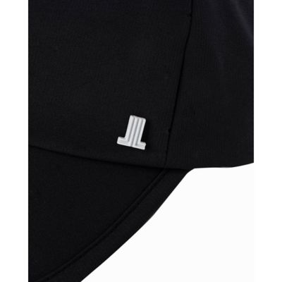 みたらし☆LANVIN ブラック 手編み風サーモキャップ　日本製　ブラック ロゴプリントリボン付きキャップ【UV】（VG5SCP12L