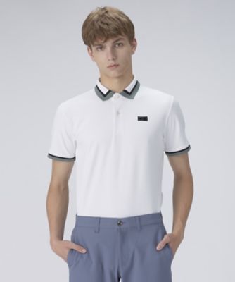 衿袖インターシャ半袖シャツ【接触冷感／ストレッチ／UV