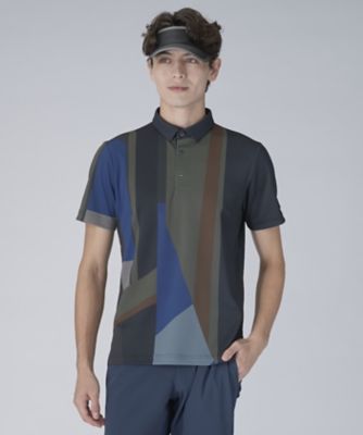 総柄プリント半袖ポロシャツ【Sunscreen NIR／吸汗速乾