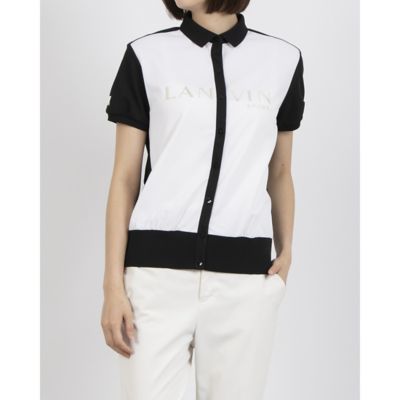 LANVIN SPORT ランバンスポール ボリュームスリーブ半袖シャツ グレー フロントフルオープン半袖シャツ【Sunscreen NIR