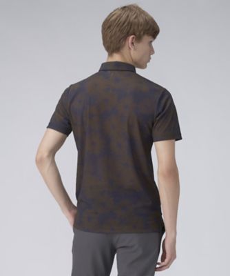 ランバンスポール　ゴルフウェア　半袖シャツ　フラワー刺繍　大きいサイズ　ホワイト LANVIN SPORT フラワープリント半袖シャツ【吸汗速乾/通気】 -デサント