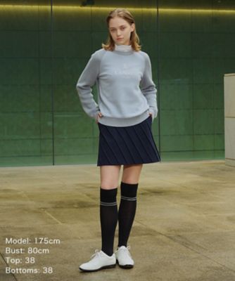 【新品未使用】ランバンLANVIN SPORT 蓄熱保温 中綿スカート ブラック タックデザインAラインスカート【蓄熱保温】（VG5SSK11L