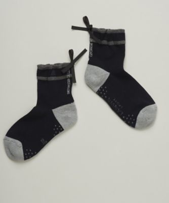 ランバン　スポール　ＬＡＮＶＩＮ　ＳＰＯＲＴ　グログランリボン付きレギュラー丈ソックス【足底パイル／滑り止め】【交換・返品不可】（ＶＧ５ＳＳ