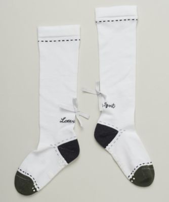 ＜LANVIN SPORT＞ランバン　スポール　ＬＡＮＶＩＮ　ＳＰＯＲＴ　リボン付きハイソックス【足底パイル／滑り止め】【返品不可商品】（ＶＧ５ＳＳＯ３１Ｌ）
