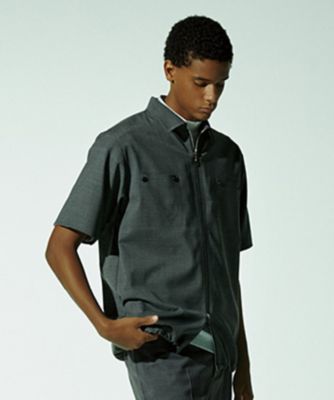 LANVIN SPORT ランバンスポール ボリュームスリーブ半袖シャツ グレー 総柄半袖シャツ【Sunscreen NIR／吸汗速乾