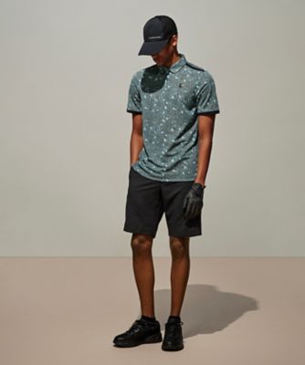 ランバンスポール ゴルフ ポロシャツ ブルー エンボスカモ柄 サイズ38 ランバン スポール LANVIN SPORT 高通気鹿の子リゾート