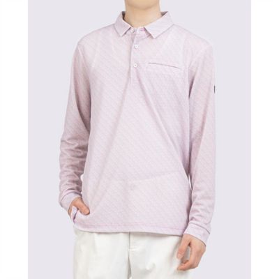 新品タグ付LANVIN SPORT長袖ポロシャツ ピンク ランバン スポール LANVIN SPORT モノグラムプリント高通気
