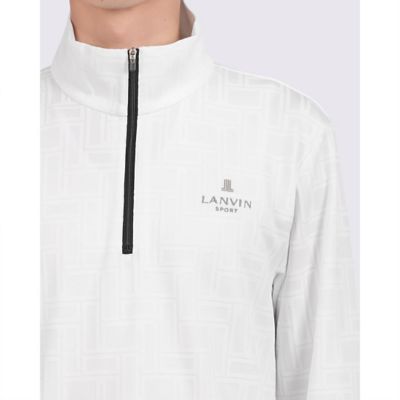 Y*o様 LANVIN SPORT スタンドカラー ジャケット M ホワイト/ベ ランバン スポール LANVIN SPORT 幾何学ジャカードジップ