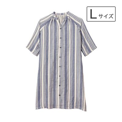 ＜タオル美術館＞ｃｏｃｏｃｉ　ＬＤＫ　レディースガーゼワンピース（立襟）　Ｌサイズ（２０２３２４８２１７１５１）