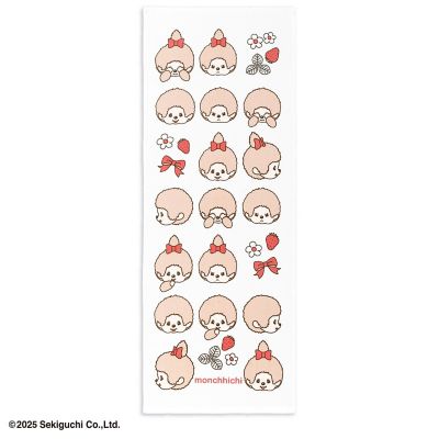 いちご❤みかん＊もちふわ❤ヘアドライタオル❤キルト…ラメリボン❤ベージュ モンチッチ いちごとリボン 手ぬぐいタオル