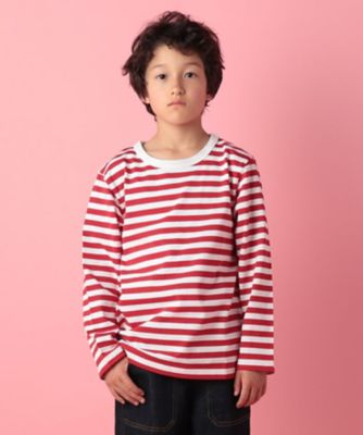 キッズ 細ボーダー コットン 長袖 Tシャツ