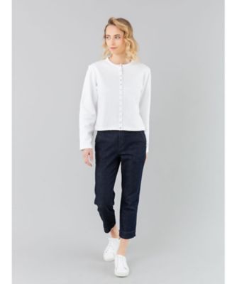 agnes b. - アニエスベー カーディガン プレッション スナップ 裏起毛 綿 白 ホワイト M001 CARDIGAN LE PETIT カーディガンプレッション ｜agnès b