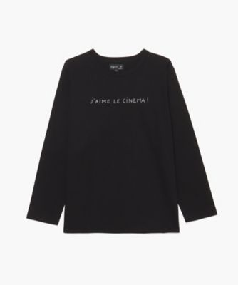 Agnes b アニエスベー* ロゴ Tシャツ 長袖 レディース 白 黒