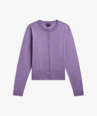 キャバン★カシミヤ　コットン　カーディガン　Ｖネック　パープル　Lサイズ CABaN コットンカシミヤ バイカラーVネックカーディガン | CABaN