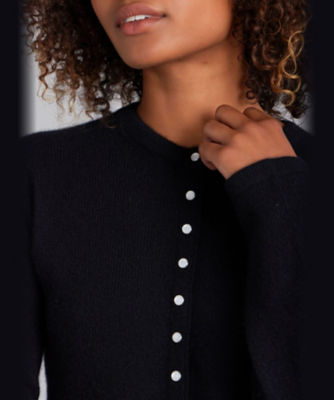 アニエス・ベー カーディガン プレッション 黒 L ３サイズ used コットン ニット 長袖 カーディガンプレッション 