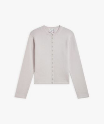 アニエスベー　カーディガンプレッション　リネン　ネイビー JDJ6 CARDIGAN リネンカーディガンプレッション ｜agnès b