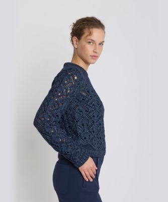 アルパカ 透かし編み ニット 長袖 プルオーバー ”Michka