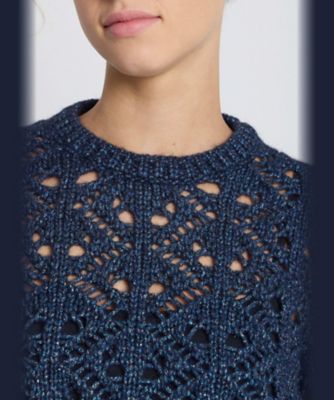 アルパカ 透かし編み ニット 長袖 プルオーバー ”Michka