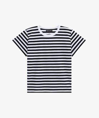 ＜agnes b. (Women)＞細ボーダー　コットン　半袖Ｔシャツ　”Ｂｒａｎｄｏ”（２６５３Ｊ００８１０００）