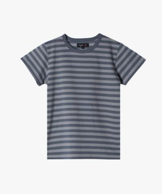 細ボーダー コットン 半袖Tシャツ ”Brando