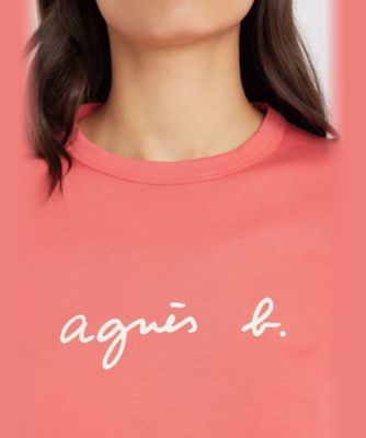 agnes b. アニエスベー　Brando ロゴプリント　半袖Tシャツ　ブルー ロゴプリント コットン 半袖Tシャツ 