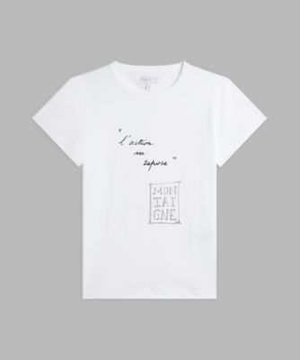＜agnes b. (Women)＞プリント　オーガニックコットン　半袖　Ｔシャツ　”Ｌ’ａｃｔｉｏｎ　ｍｅ　ｒｅｐｏｓｅ”（２６５３ＳＦＥ７０１０）