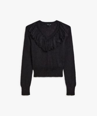 ＜agnes b. (Women)＞モヘヤ　長袖　フリンジ付きプルオーバー（４２Ｔ６Ｌ２３Ａ０００）