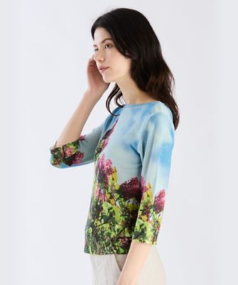 超美品 agnes b. アニエスベー 薄手 花柄 タイト 袖なし チュニック コットン クロシェニット ベスト 